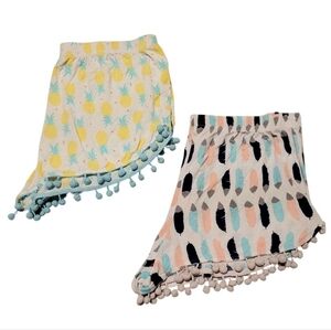 Pajama Drama Fringe Feathers and Pineapples Pajama Bottom Shorts Size Small